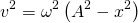 \[v^2=\omega^2\left(A^2-x^2\right)\]